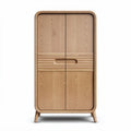 Wooden storage cabinet with four doors and natural finish 80 x 40 x 180cm