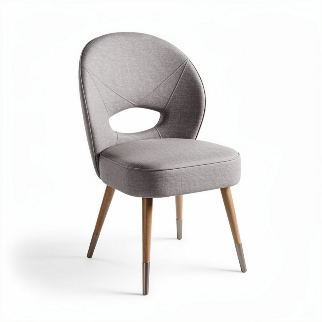 Fabric dining chair with wooden legs in gray color 45 x 50 x 85cm