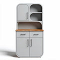 Grey kitchen storage cabinet with wood top shelves and drawers 80 x 40 x 120cm