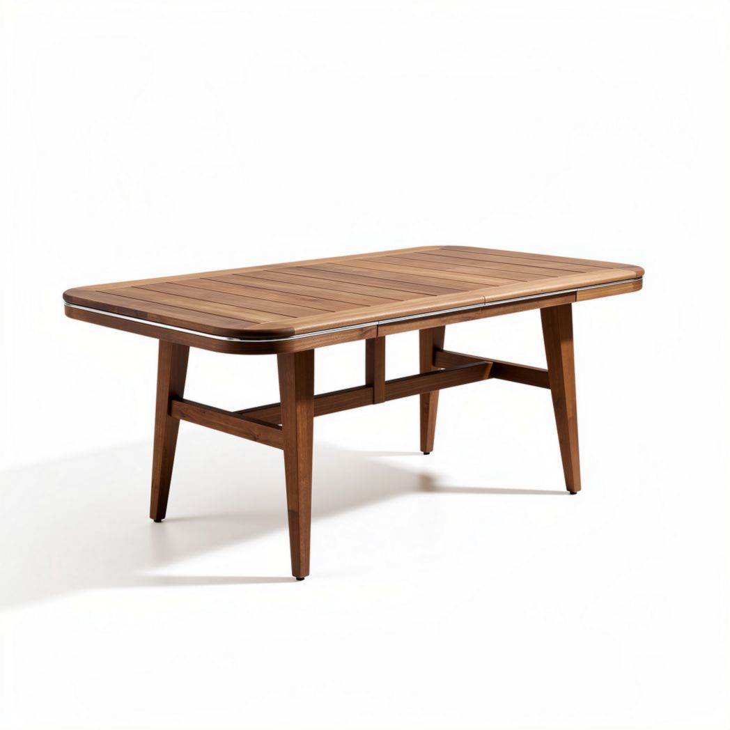 Wooden outdoor dining table 150 x 90 x 75cm for patio and garden use