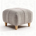 Fabric upholstered ottoman with wood legs in light gray 60 x 60 x 40cm