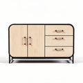 Wood storage cabinet with metal frame and four drawers 80 x 40 x 70cm
