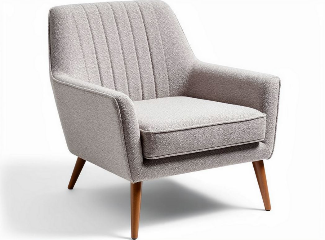 Fabric accent chair in soft gray color with wood legs 80 x 80 x 90cm