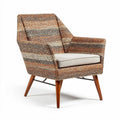 Woven fabric accent chair with wooden legs and removable cushion 80 x 75 x 90cm